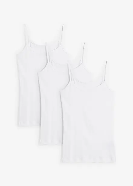 Top con spalline sottili in puro cotone (pacco da 3)