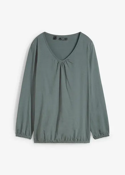 Maglia a maniche lunghe in puro cotone con elastico