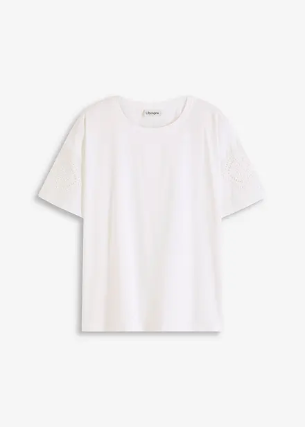 T-shirt con ricami traforati