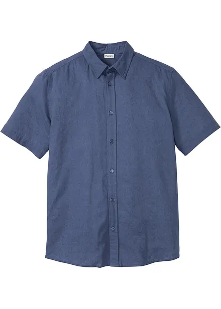 Camicia a maniche corte in fresco misto lino