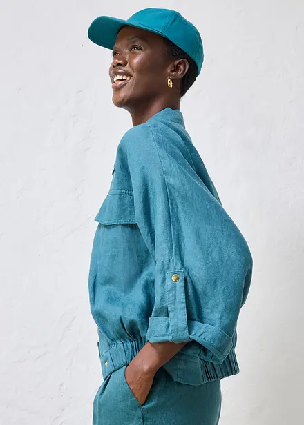 Cappello con visiera in puro lino