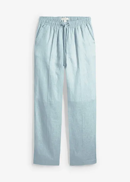 Pantaloni con elastico in vita in puro lino