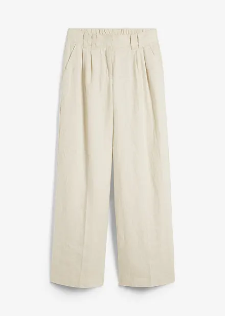 Pantaloni con pinces in puro lino
