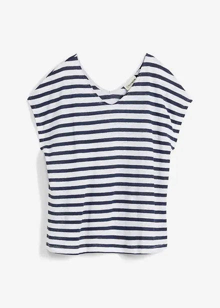 Maglia in puro lino con maniche a pipistrello