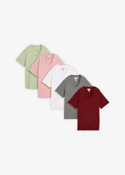 Maglia lunga e larga con scollo a V e maniche corte (pacco da 5)