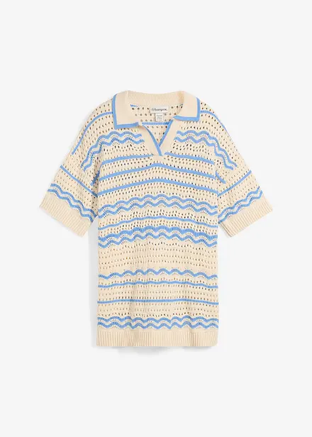 T-shirt oversize in maglia di misto lino e cotone fresco