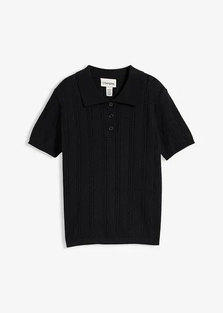 Maglia a maniche corte traforata in misto seta