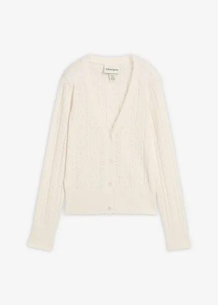 Cardigan traforato in misto seta