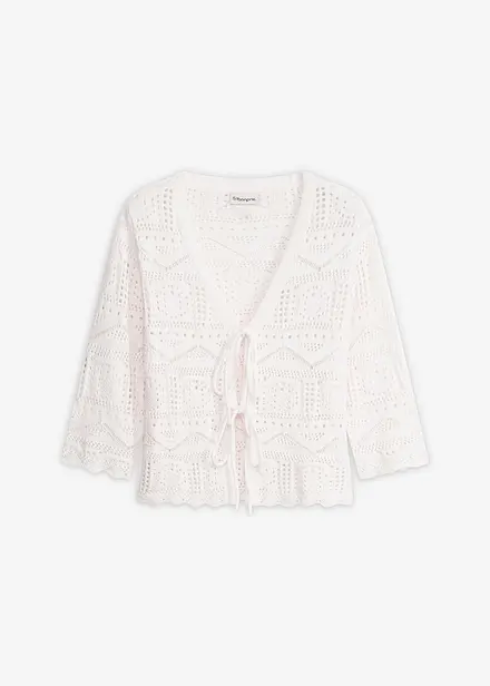 Cardigan traforato con laccetti da annodare