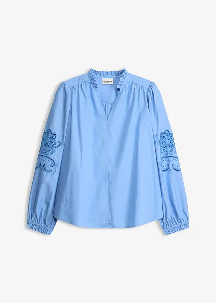 Tunica di cotone con ricami traforati