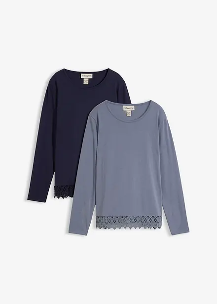 Maglia a maniche lunghe in puro cotone (pacco da 2)