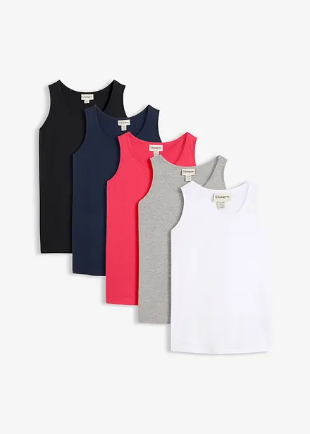 Top lungo in puro cotone (pacco da 5)