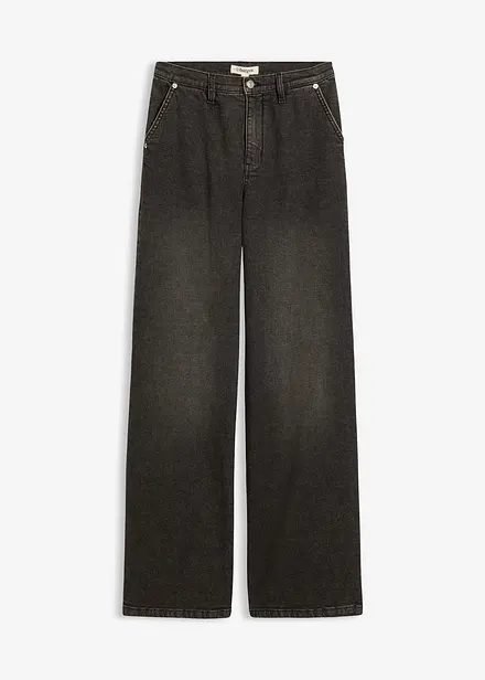 Jeans straight loose fit, vita alta