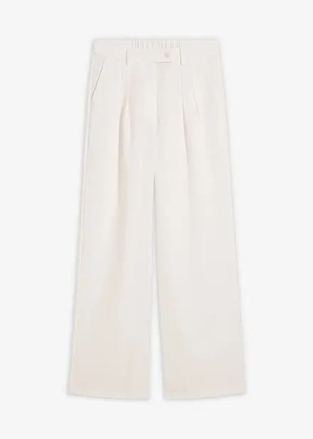 Pantaloni in misto viscosa con bottone decorativo