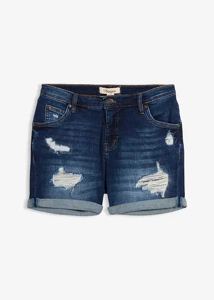 Shorts di jeans effetto sdrucito, vita media