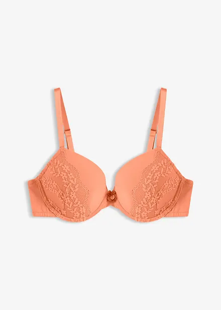 Reggiseno con coppe preformate, ferretto, cotone biologico e pizzo