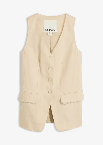 Gilet in stile sartoriale in puro lino