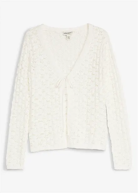 Cardigan traforato in puro cotone