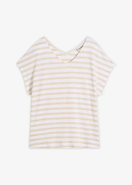 Maglia in puro lino con maniche a pipistrello