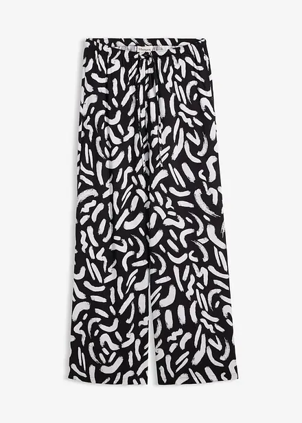 Pantaloni con elastico in vita in viscosa fluida con fantasia