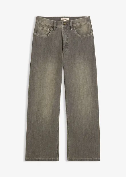 Jeans cropped wide leg, vita alta