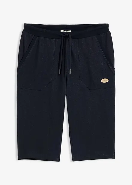 Bermuda lunghi in felpa effetto denim con elastico in vita