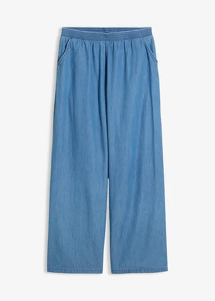 Jeans wide leg in puro cotone biologico, vita media