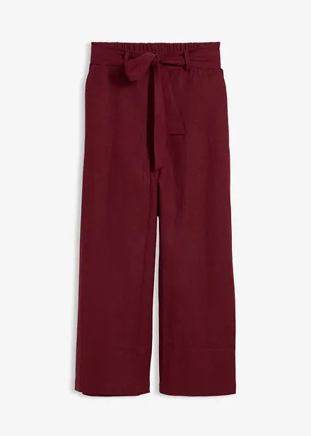 Pantaloni culotte in misto lino leggero