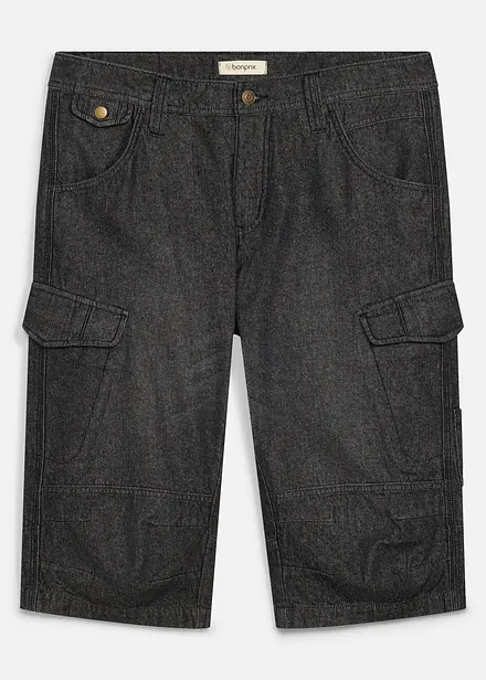 Bermuda cargo lunghi in denim elasticizzato leggero, relaxed fit
