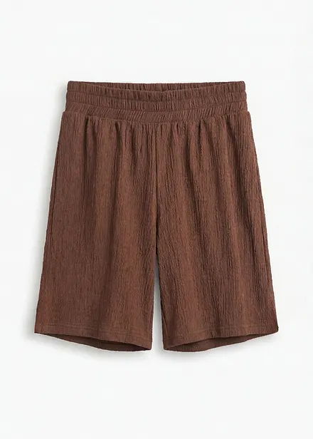 Shorts con elastico in vita in cr&ecirc;pe stropicciato