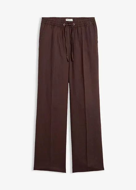 Pantaloni con elastico in vita in puro lino