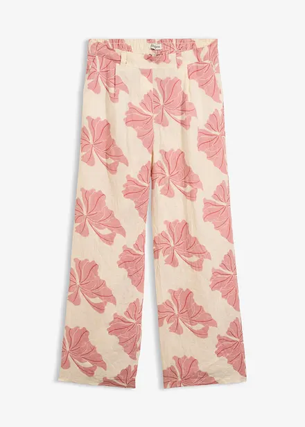 Pantaloni larghi in puro lino