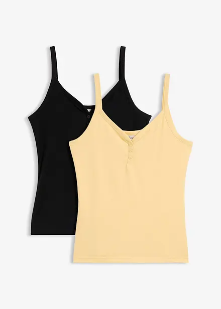 Top con spalline sottili e puro cotone biologico (pacco da 2)