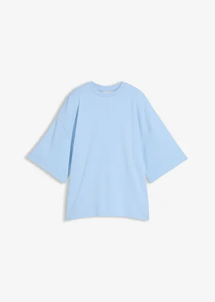 Maxi maglia con fondo asimmetrico in puro cotone biologico