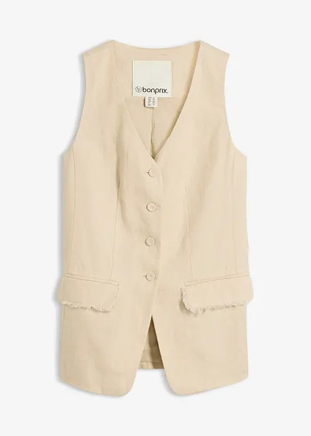 Gilet in stile sartoriale in puro lino