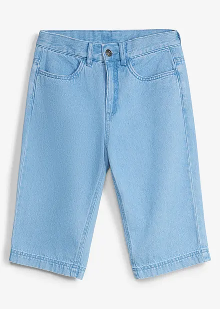 Bermuda di jeans lunghi con vita regolabile, loose fit