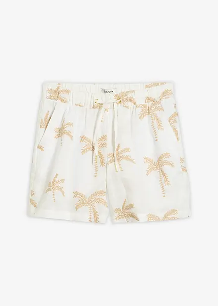 Shorts ricamati in puro lino