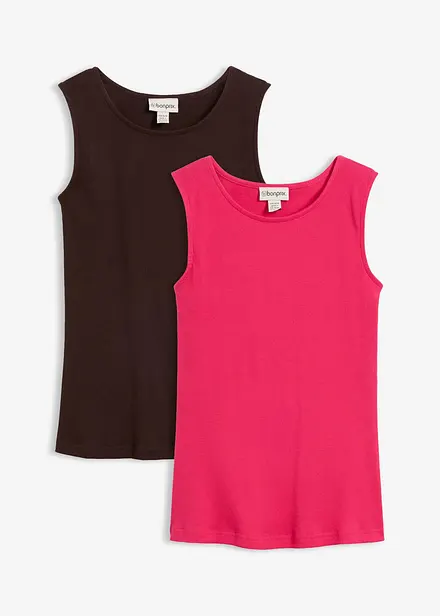 Top a costine in puro cotone biologico (pacco da 2)