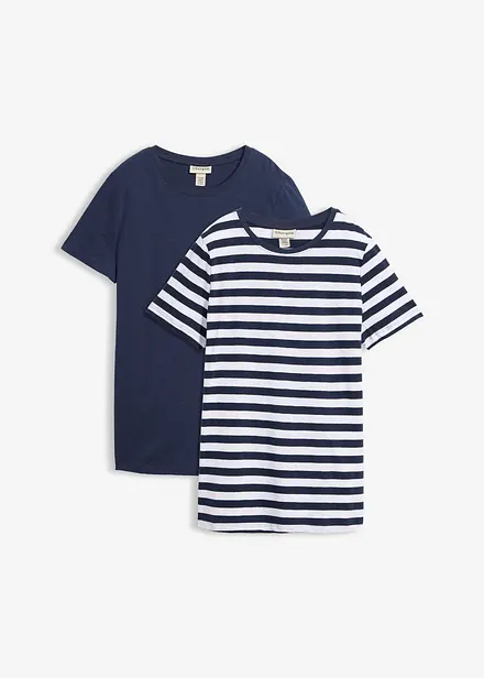 T-shirt con scollo rotondo in cotone (pacco da 2)