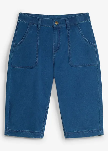 Bermuda di jeans lunghi con vita regolabile, loose fit