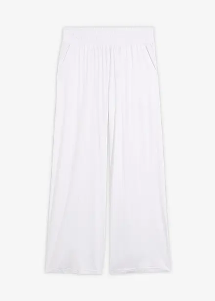 Pantaloni cropped in jersey di misto viscosa fluido