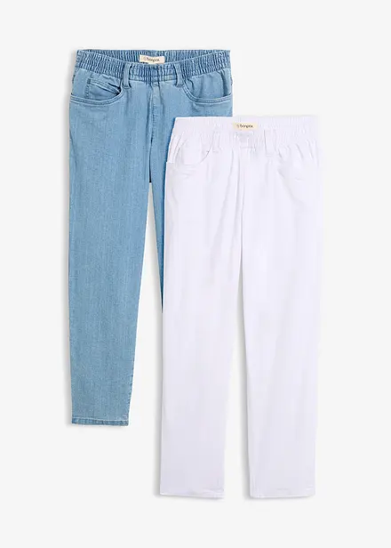 Jeans straight con cinta comoda, vita media (pacco da 2)