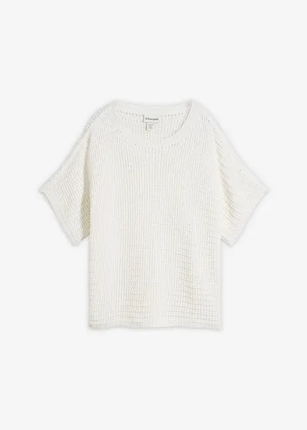 Maglione traforato in misto lino
