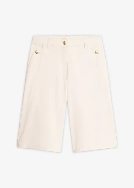 Bermuda wide leg in twill elasticizzato