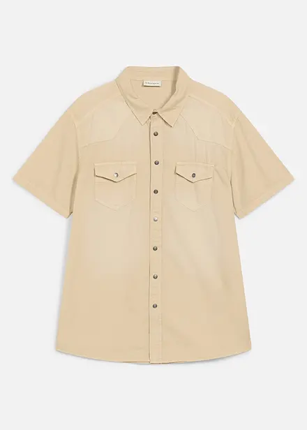 Camicia a maniche corte in denim colorato, slim fit