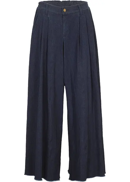 Gonna pantalone in jeans larga con elastico in vita