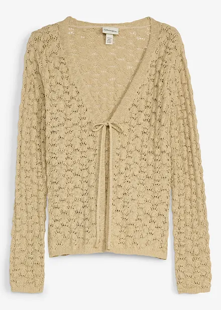 Cardigan traforato in puro cotone