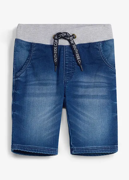Bermuda in jeans felpato con elastico in vita, regular fit