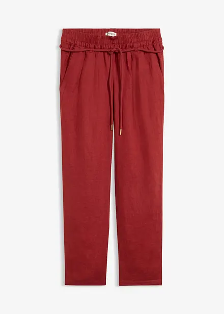 Pantaloni in puro lino con elastico in vita