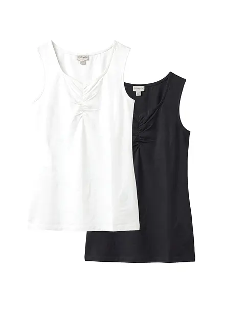 Top in misto cotone biologico elasticizzato (pacco da 2)
